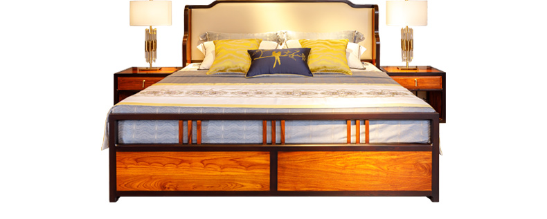 东方荟江南别院同款现代新中式国标红木刺猬紫檀真皮全实木双人床