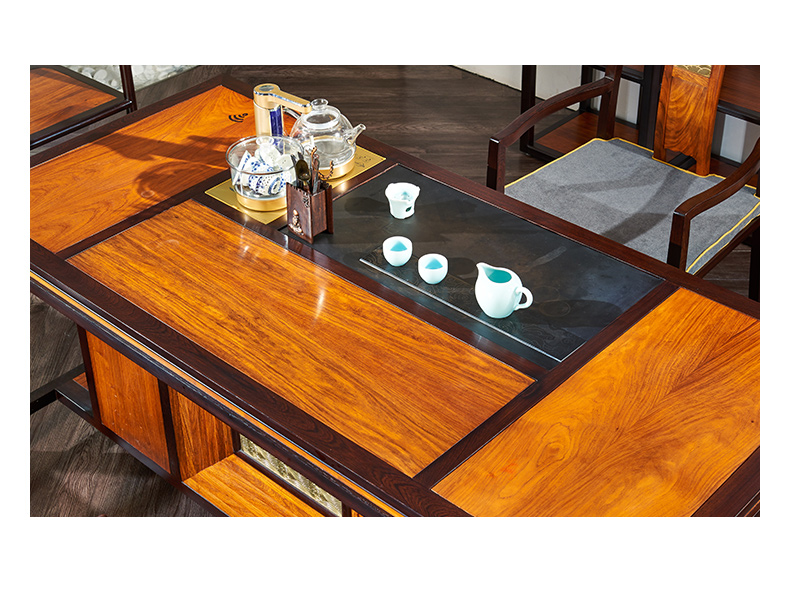 东方荟阅梨同款现代新中式红木刺猬紫檀黑檀酒店办公全实木茶桌椅